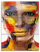 "Woman With Colorful Face" Glossy Metal Wall Art, 3 Panels, 28"x36"