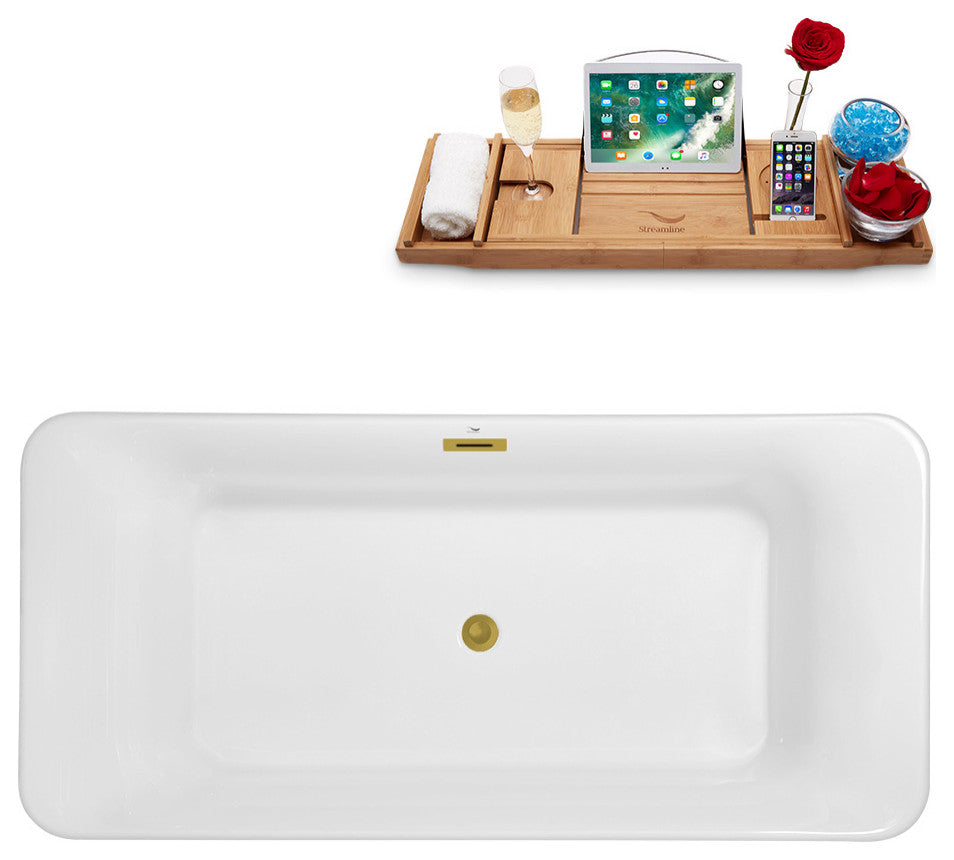 63" Streamline N682BGL Freestanding Tub and Tray With Internal Drain