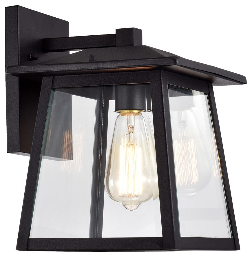 CHLOE Lighting Orly Transitional 1Light Textured Black Outdoor Wall Sconce 12" H