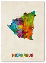 'Nicaragua Watercolor Map' Canvas Art by Michael Tompsett