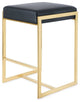 Logan Counter Stool, Polished Gold Stainless Steel Frame/Black Seat