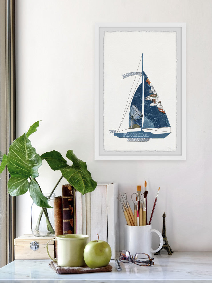 "Small Sailing Yacht" Framed Painting Print, 16x24