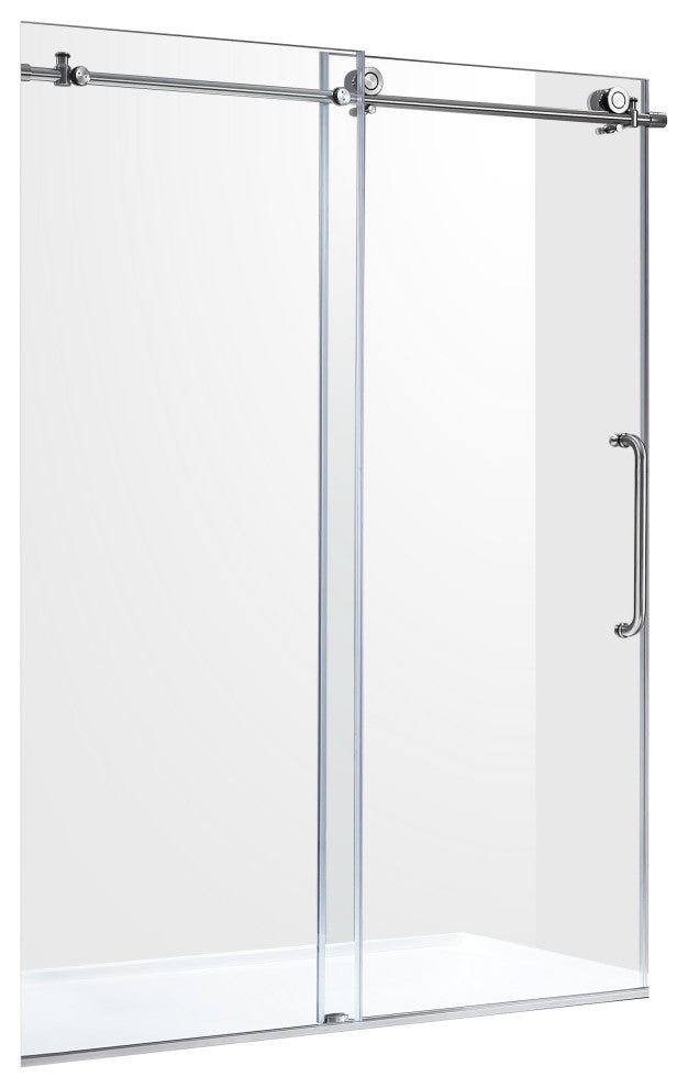 Madam Series 48"Wx76"H Frameless Sliding Shower Door, Brushed Nickel
