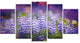 Blue Lupin Flowers on Blue Background, Flower Canvas Print, 60"x32", 5 Panels
