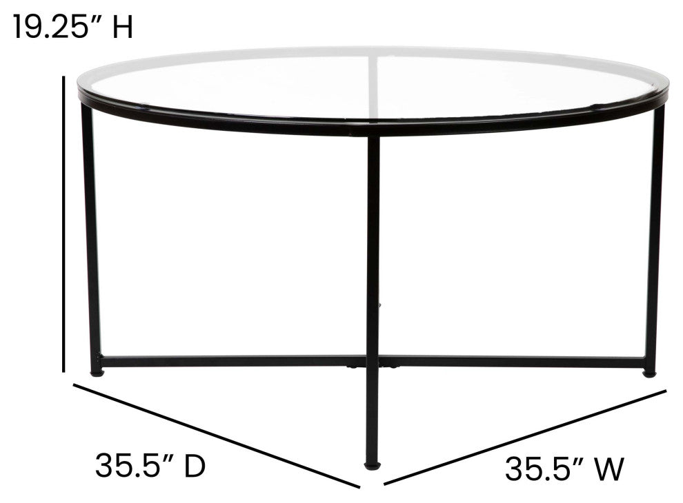 Coffee and End Table Set 3 Piece Occasional Table Set, Clear and Matte Black