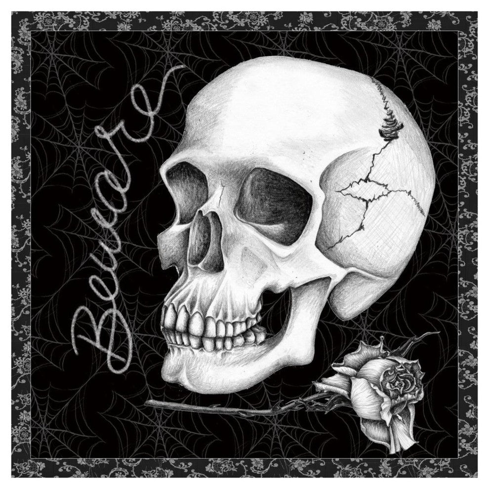 "Arsenic and Old Lace Skull Beware" Paper Print by Elyse DeNeige, 42"x42"
