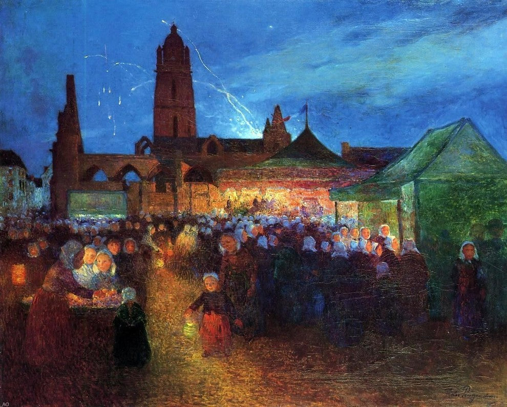 Ferdinand Du Puigaudeau July 14th Fireworks at Bourg-de-Batz Gallery Wrap Canvas