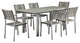 Benzara BM287829 Dining Table Set, Aluminum, Gray Rope Weave Backrest and Seat