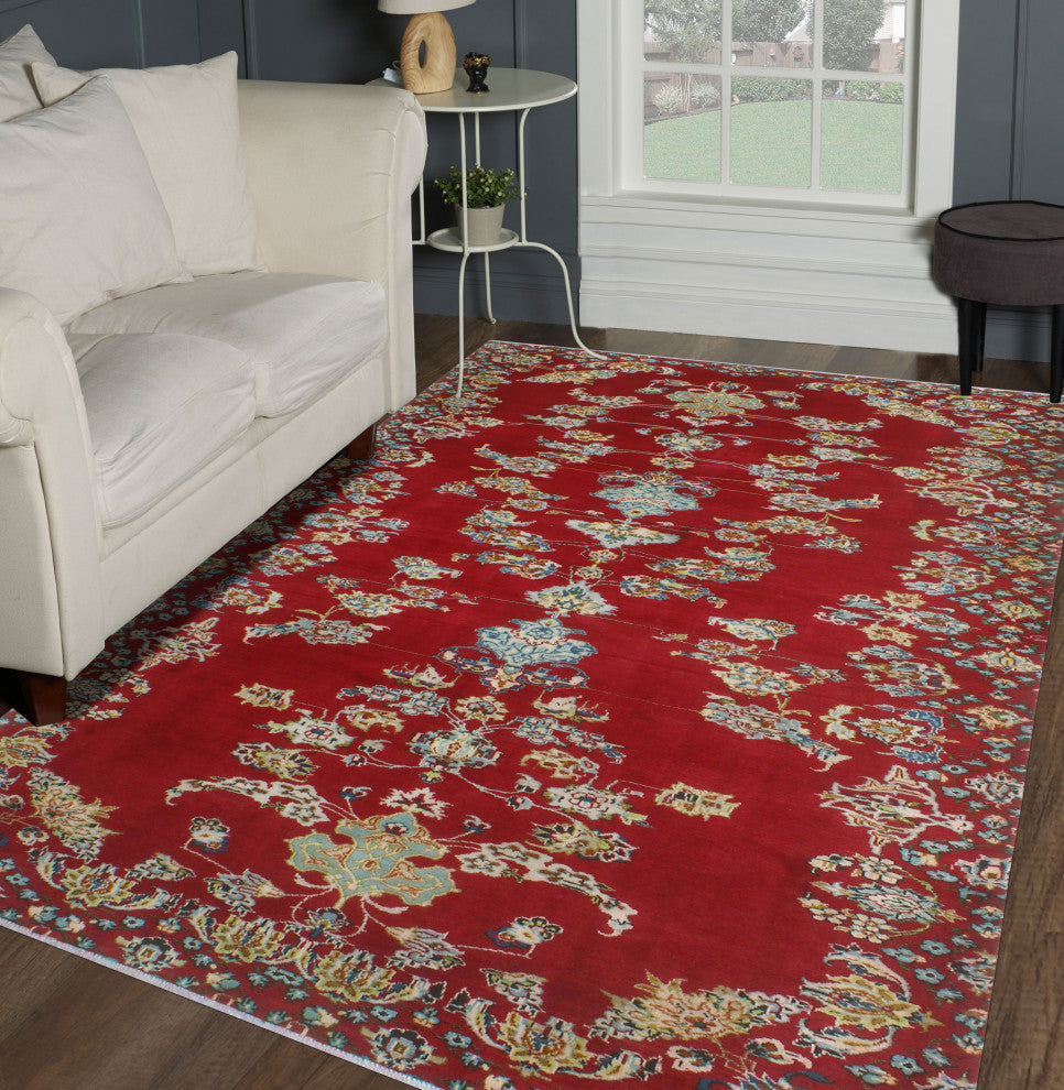Fine Vintage Distressed Skyler Red/Blue Rug, 5'6x9'4