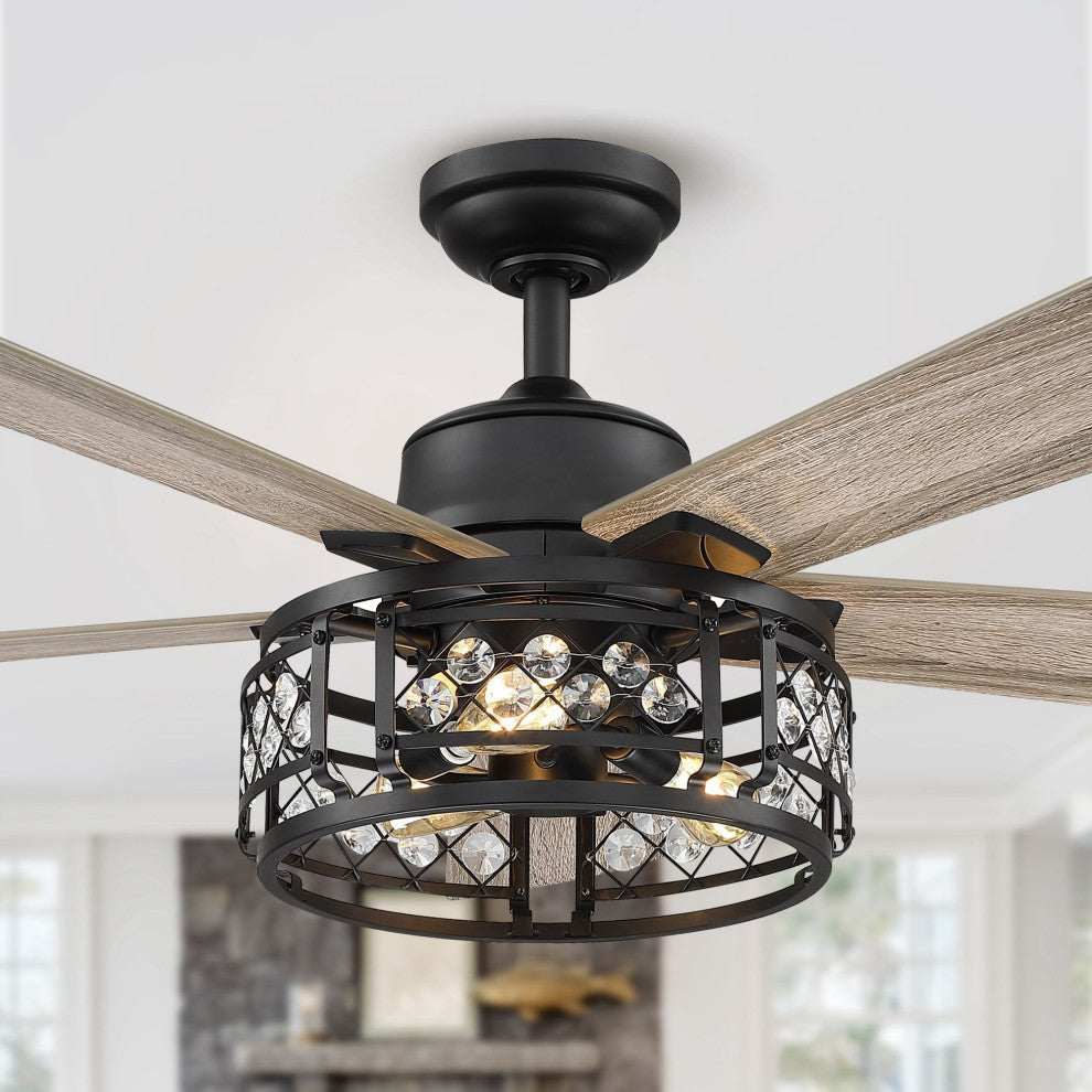 52-inch Modern Crystal Ceiling Fan With Remote