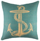 Anchor With Rope Burlap Pillow, Blue