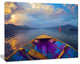 Boat in Himalaya Mountains Lake, Boat Canvas Art Print, 20"x12"