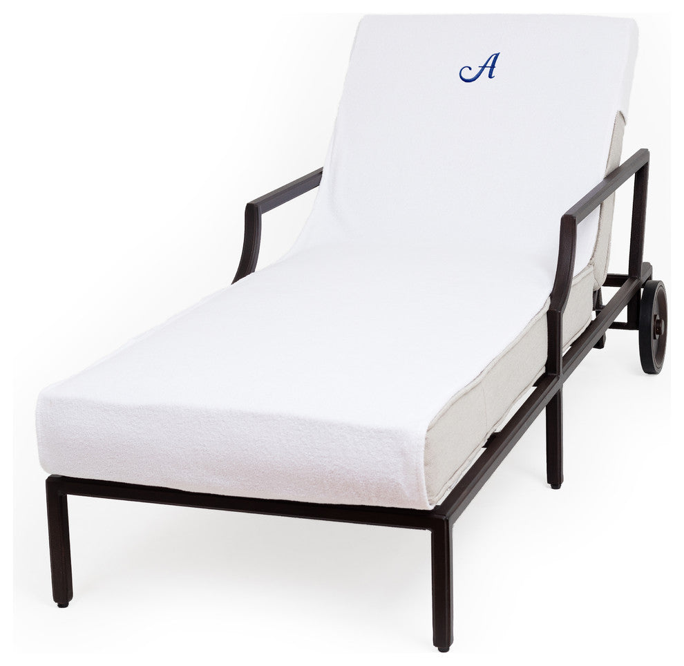 Linum Home Textiles Personalized Standard Chaise Lounge Cover, White, A