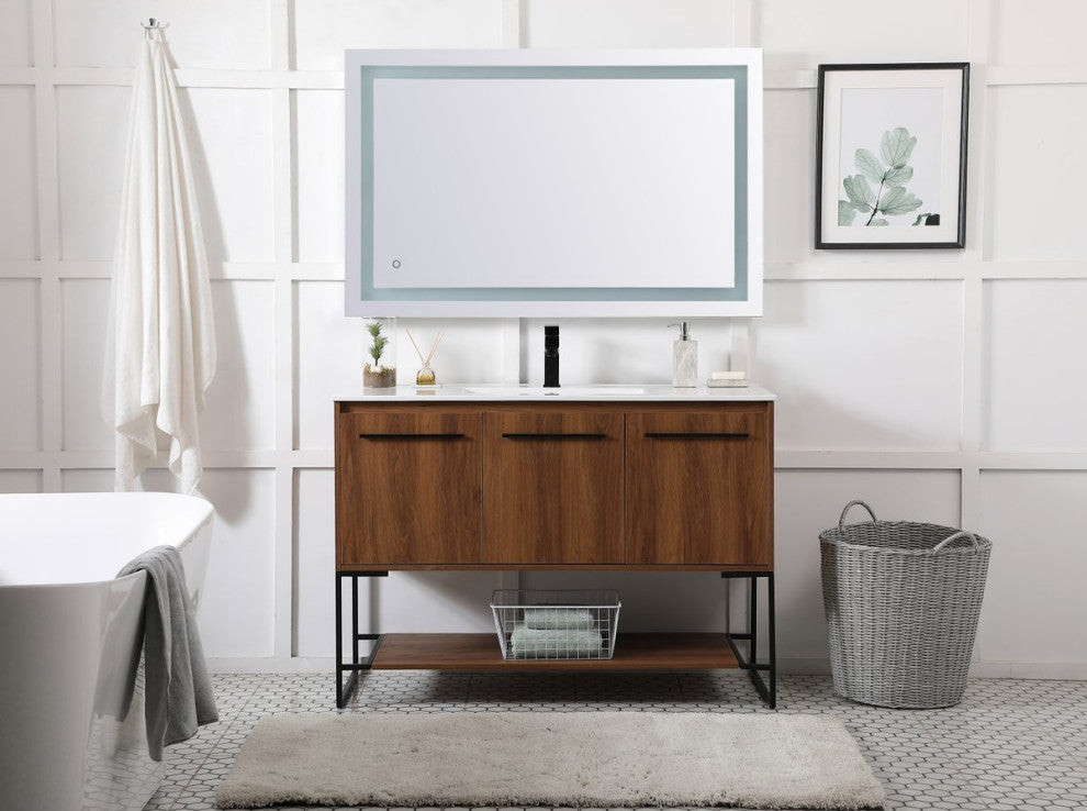 48" Single Bathroom Vanity, Walnut Brown