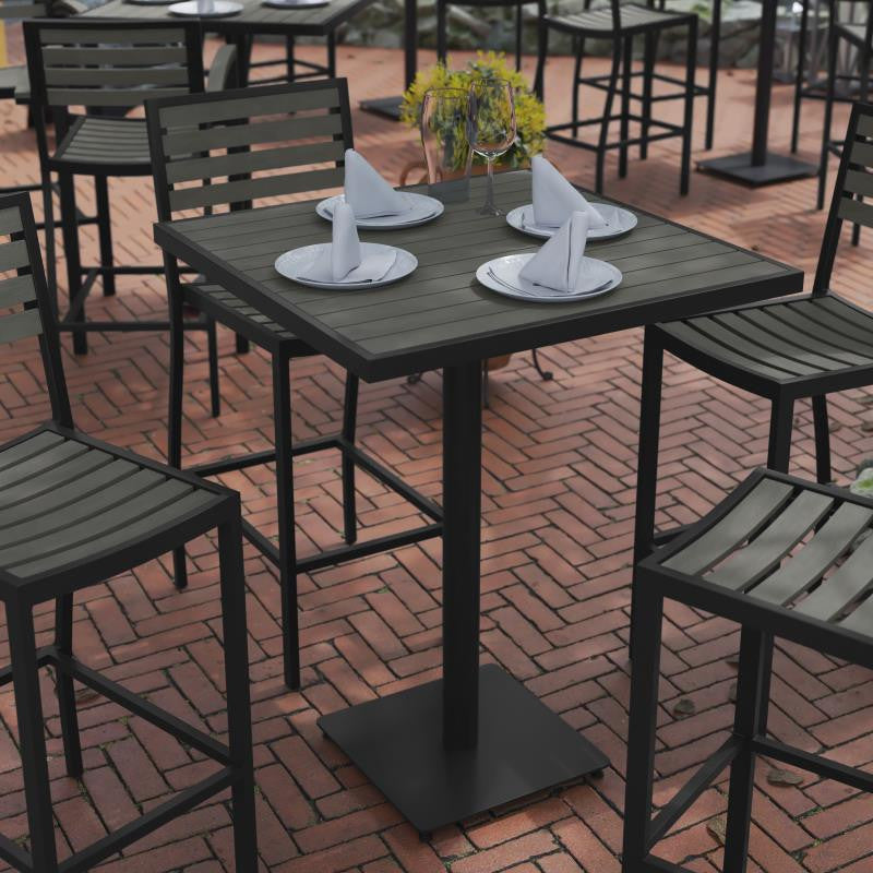 Lark Commercial Grade 32" Square Outdoor Bar Height Table, Gray Wash