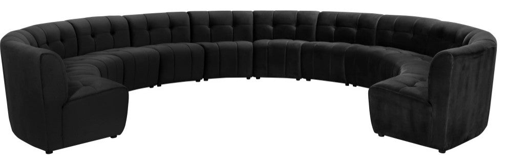 Limitless Velvet Upholstered 12-Piece Modular Sectional, Black