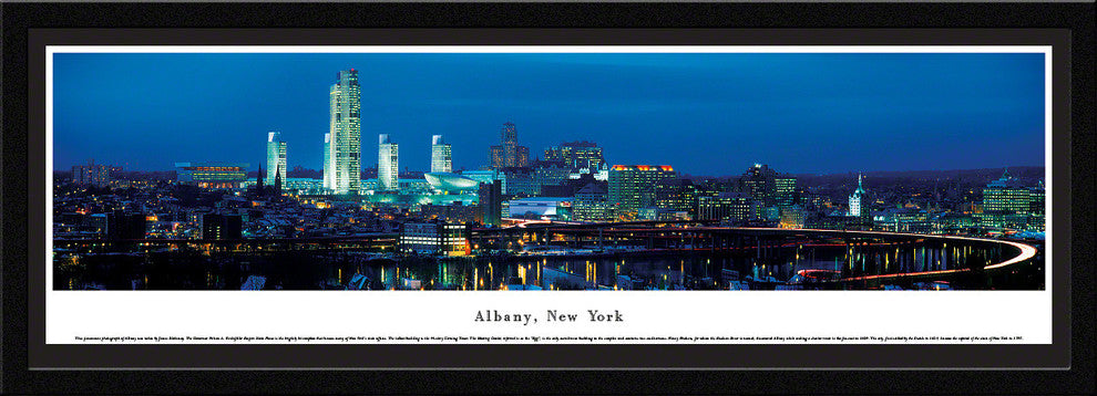 Albany Skyline Panoramic Poster, New York , Select Frame