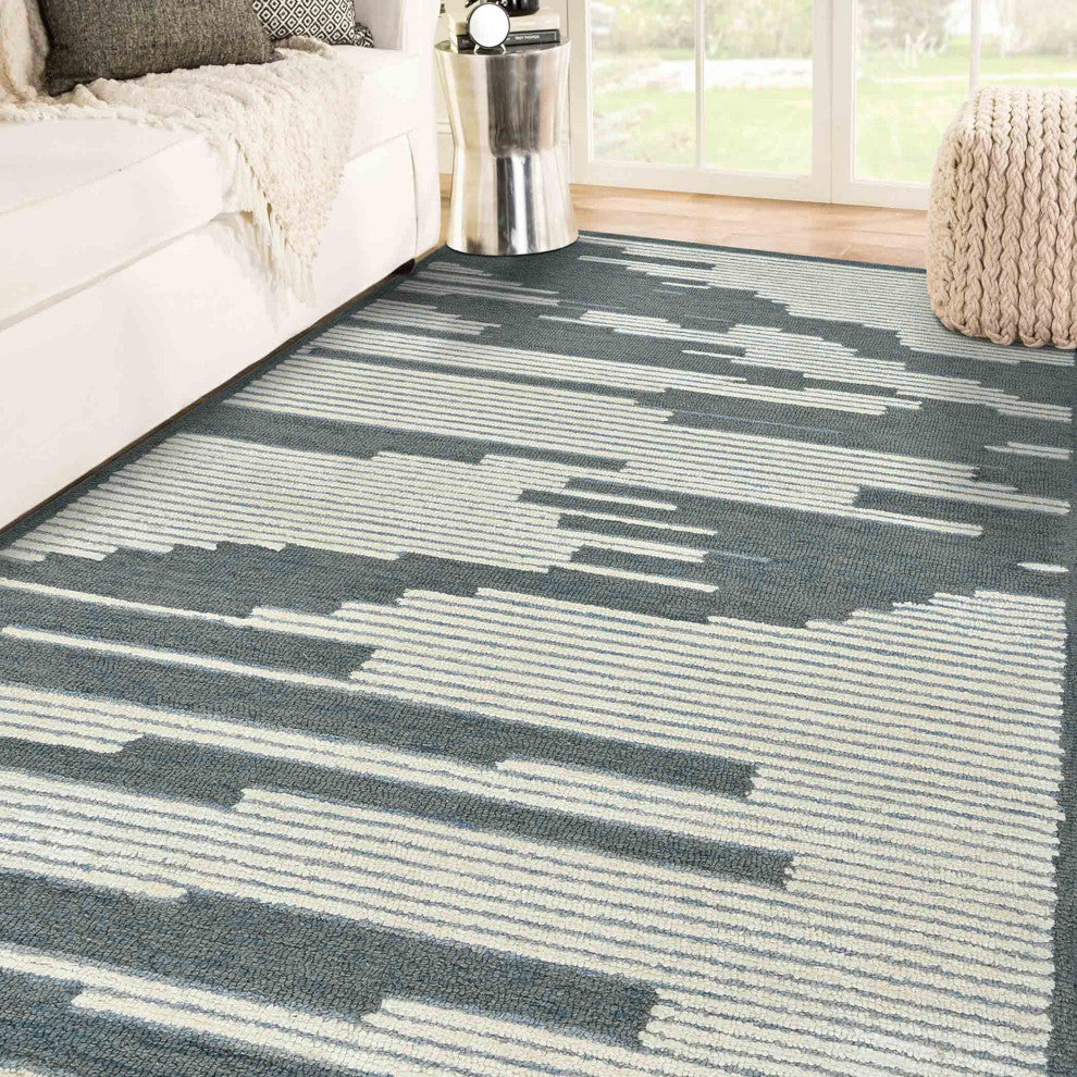 Chicago Umika Area Rug, Blue, 9'' x 13'', Geometric