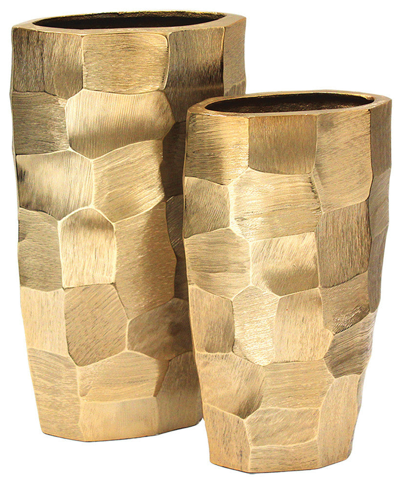 pounded-metal-vase, Gold