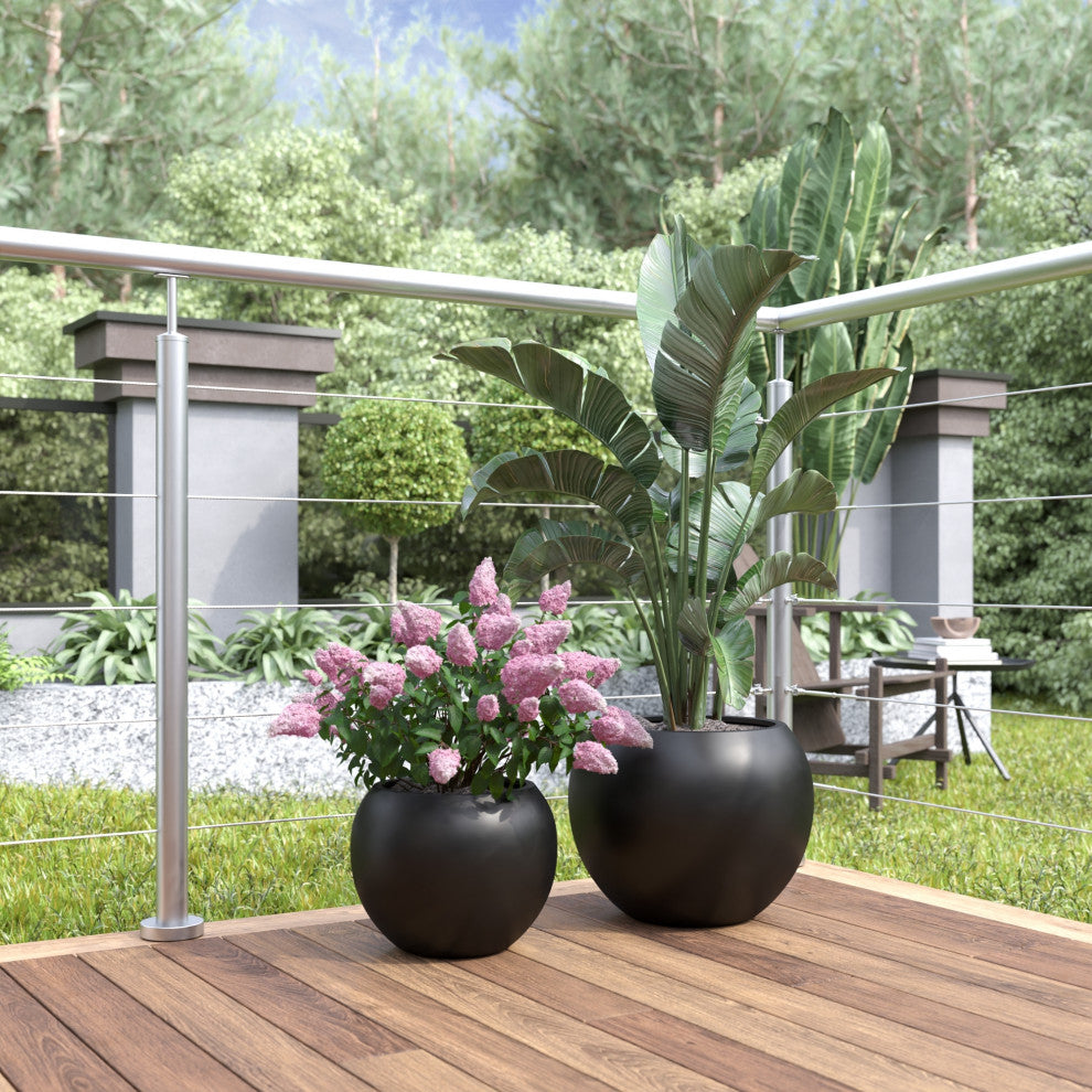 DTY Signature Mount Sherman 1-piece Fiberstone Planter, Black, Large