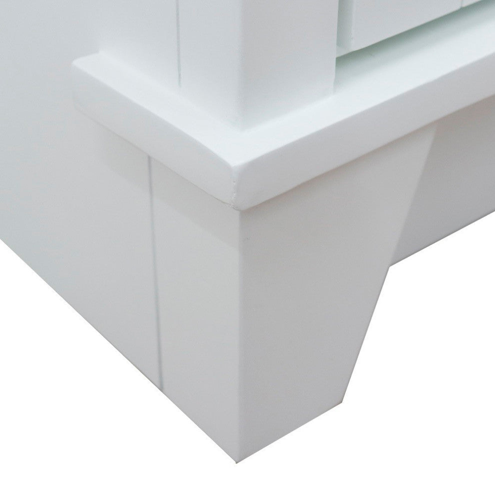 31" Single Sink Vanity, White Finish With White Carrara Marble With Round Sink