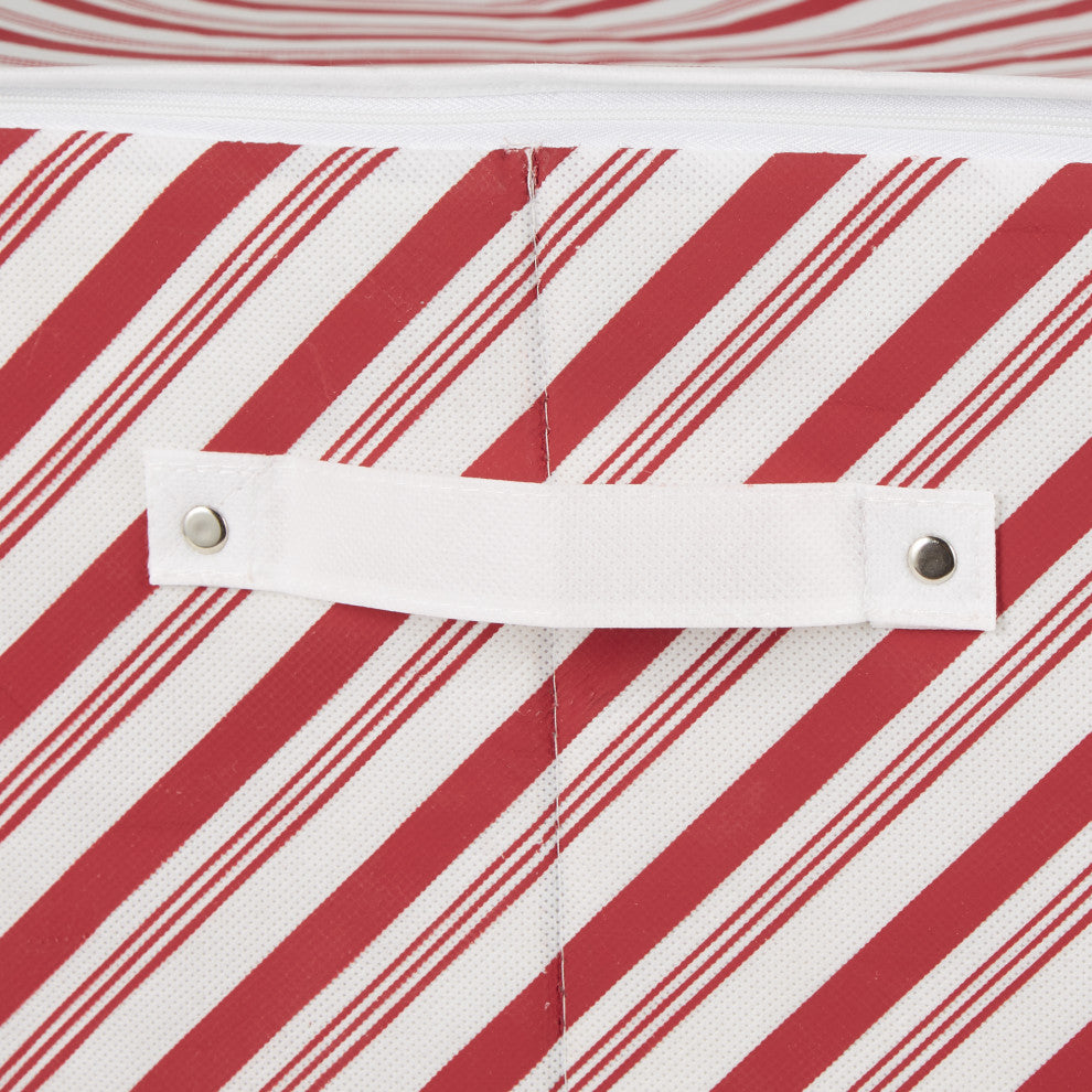 DII Holiday Candy Stripe Print Ornament Storage, Large