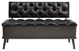 vidaXL Storage Bench Storage Bench for Entryway with Backrest Black Faux Leather