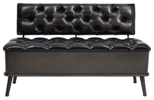 vidaXL Storage Bench Storage Bench for Entryway with Backrest Black Faux Leather