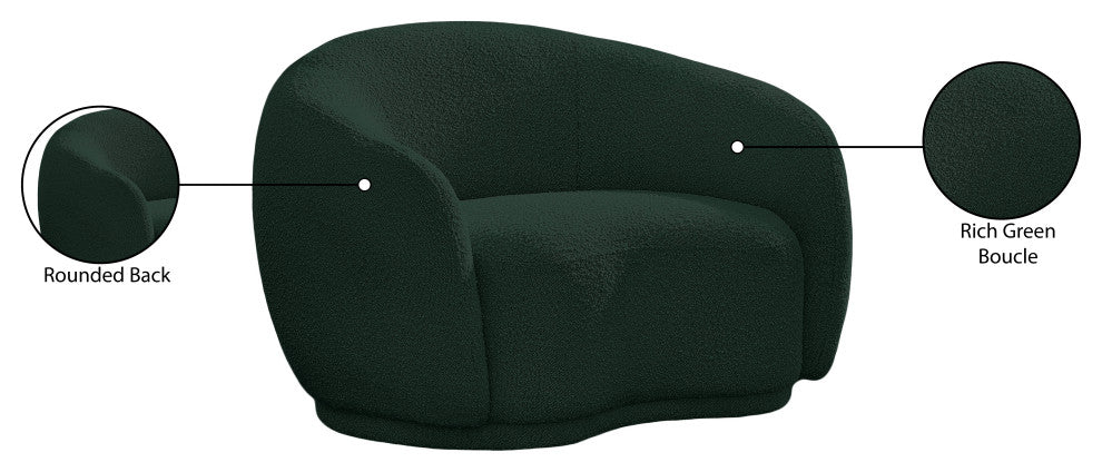Hyde Boucle Fabric Upholstered, Green, Chair