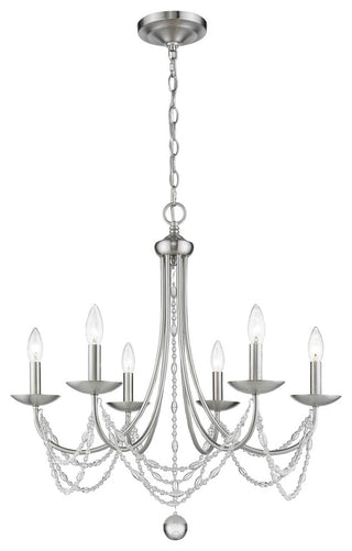 Golden Lighting 7644-6 Mirabella 6 Light 25\"W Beaded Chandelier - Pewter