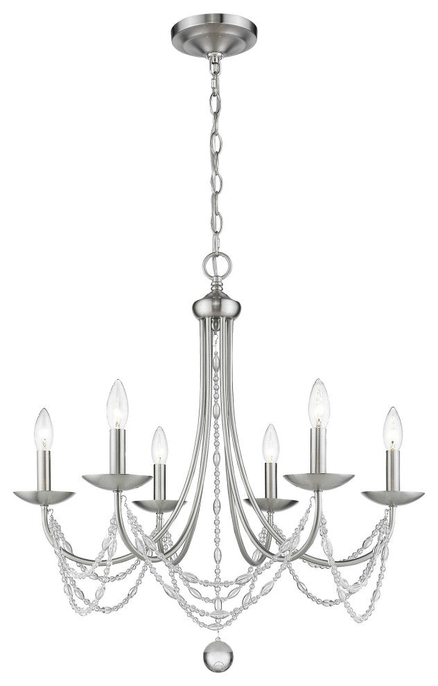 Golden Lighting 7644-6 Mirabella 6 Light 25\"W Beaded Chandelier - Pewter