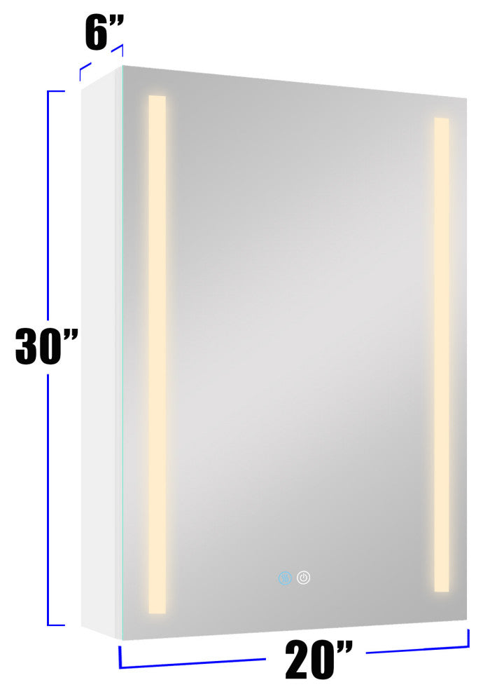 20 in. W x 30 in. H Aluminum Surface Mount Medicine Cabinet with Lighted Mirror