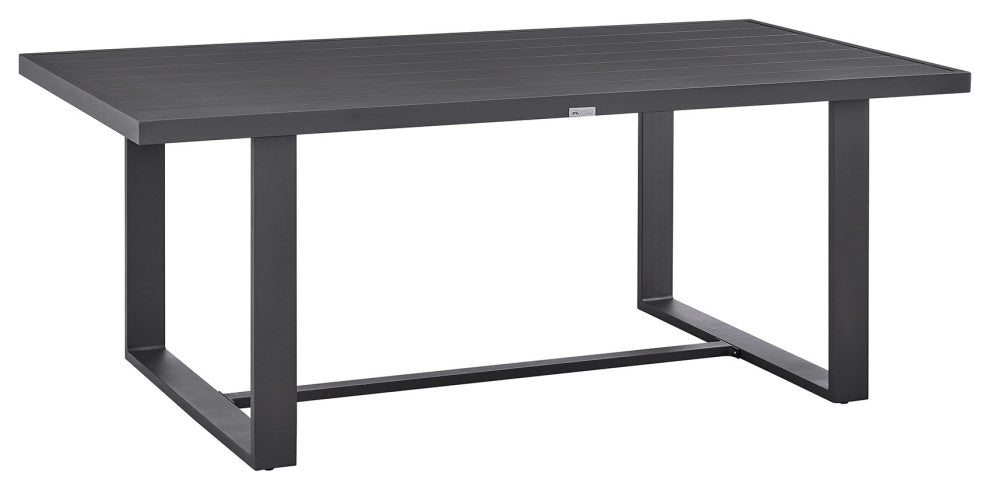 Menorca Outdoor Patio 7-Piece Dining Table Set, Aluminum With Gray Cushions