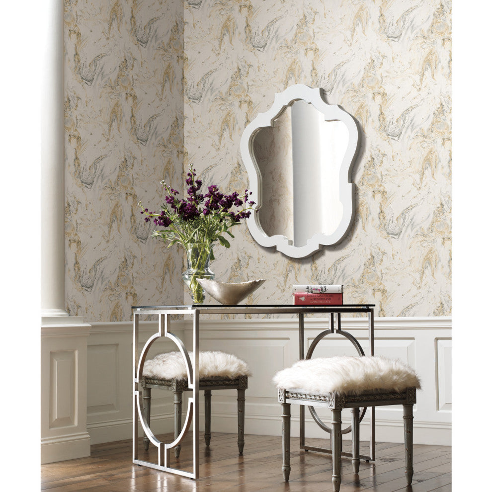 Black and Gold Metallic Oil and Marble Wallpaper