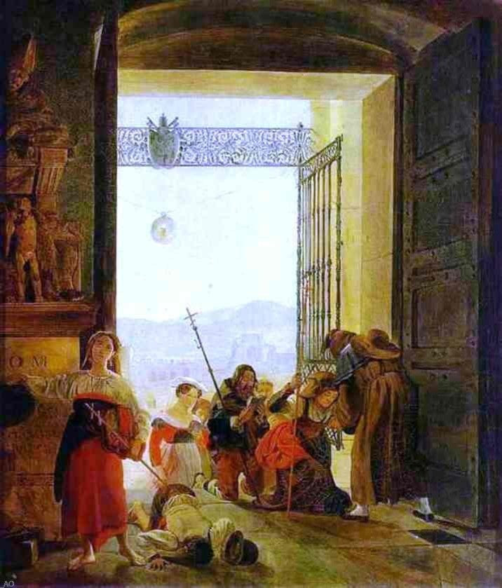 Karl Pavlovich Brulloff Pilgrims at the Entrance Wall Decal