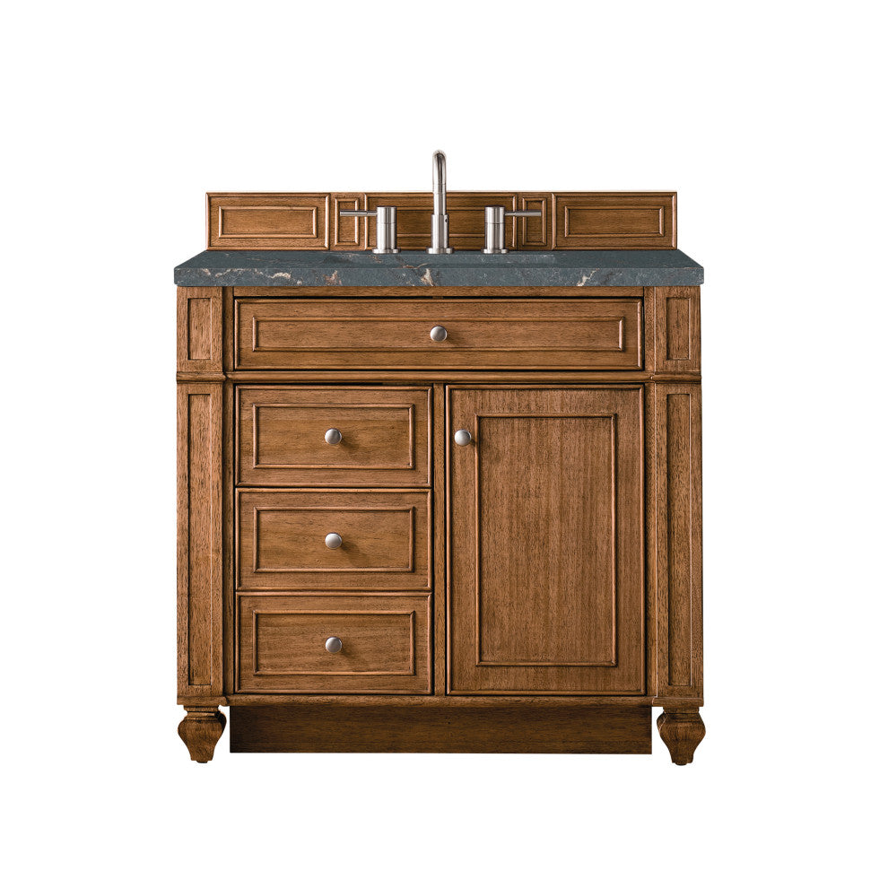 Bristol 36" Single Vanity, Saddle Brown, Parisien Bleu Quartz