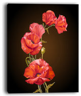 "Bright Poppies Flower" Canvas Print, 12"x20"