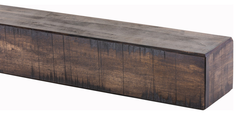 Rustic Fireplace Mantel Shelf, Dark Chocolate Oak, 60"