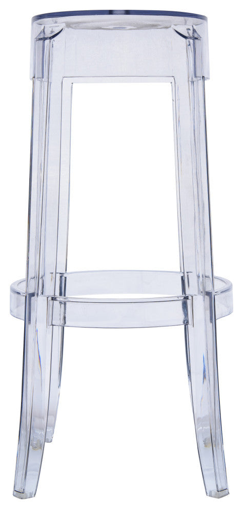 LeisureMod Averill Plastic Barstool with Clear Acrylic Seat and Legs, Set of 2