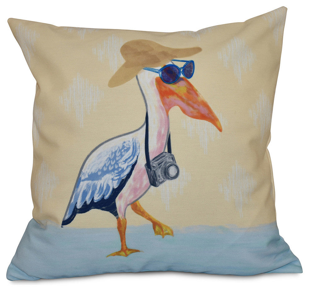 Bernadette, Animal Print Pillow, Yellow, 16"x16"