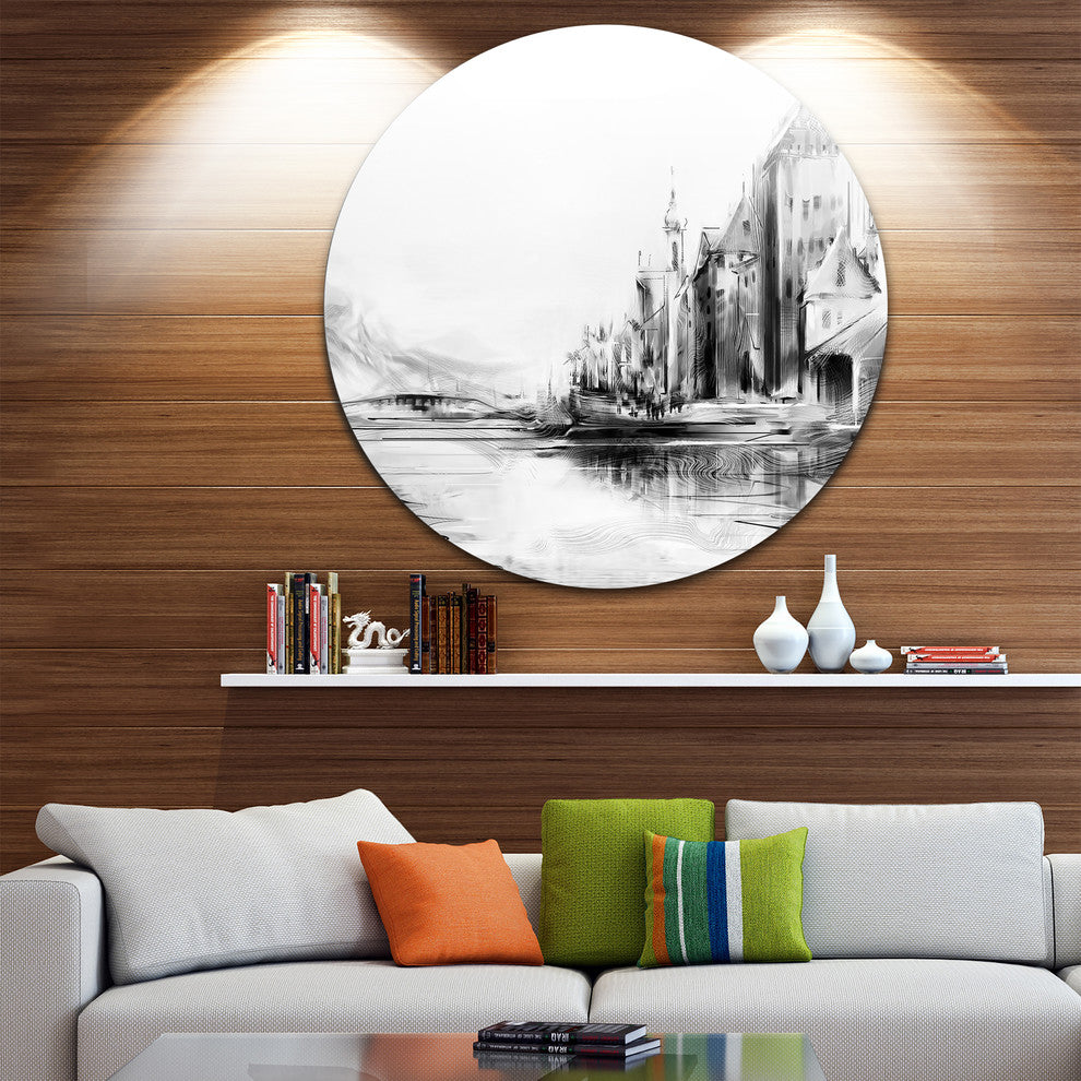 Zurich In Afternoon Sunlight, Cityscape Round Wall Art, 11"