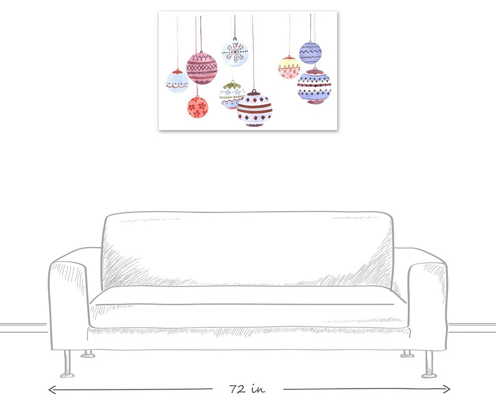 Hanging Watercolor Ornaments Canvas Wall Art, 36"x24"