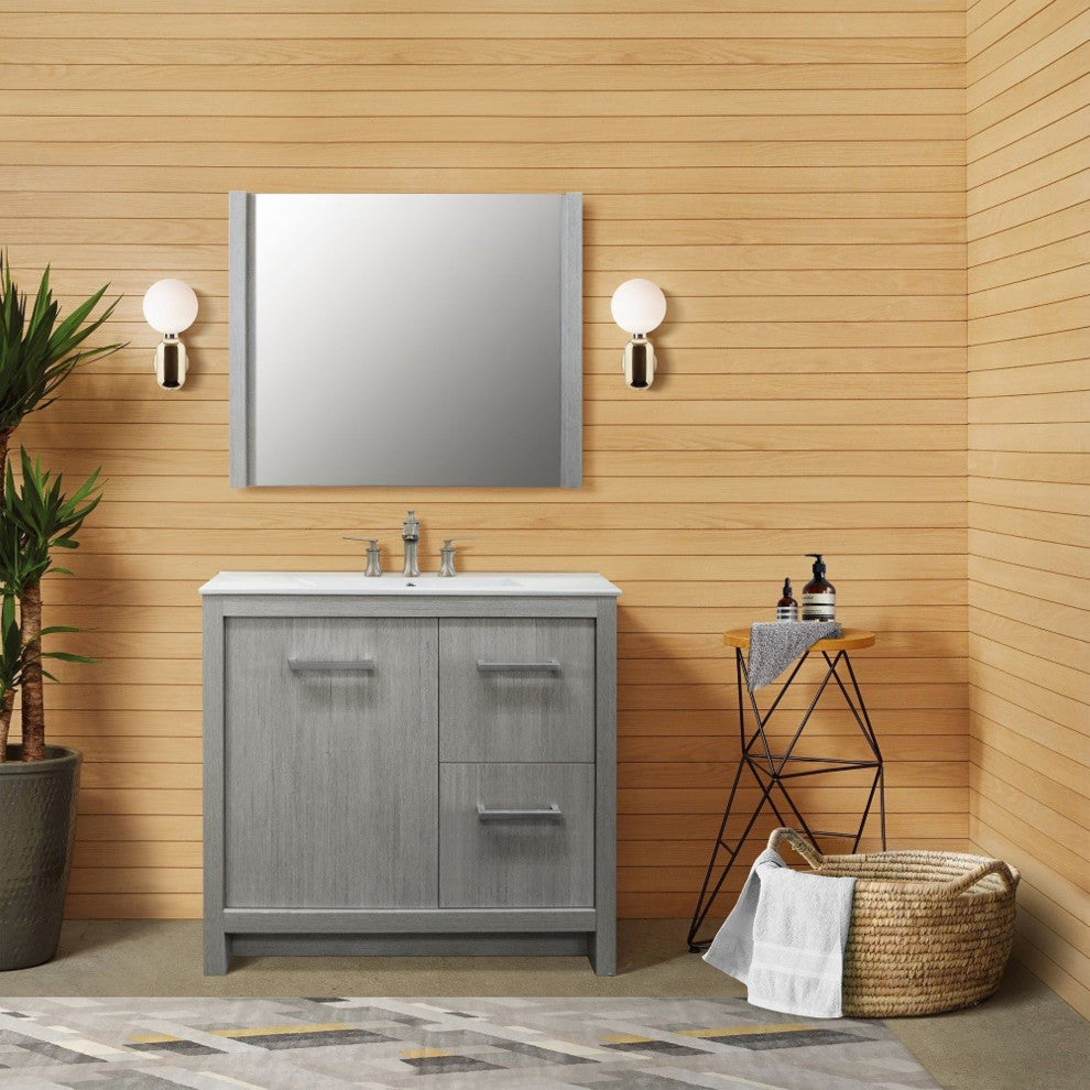 36" Single Sink Vanity With Gray Pine Finish