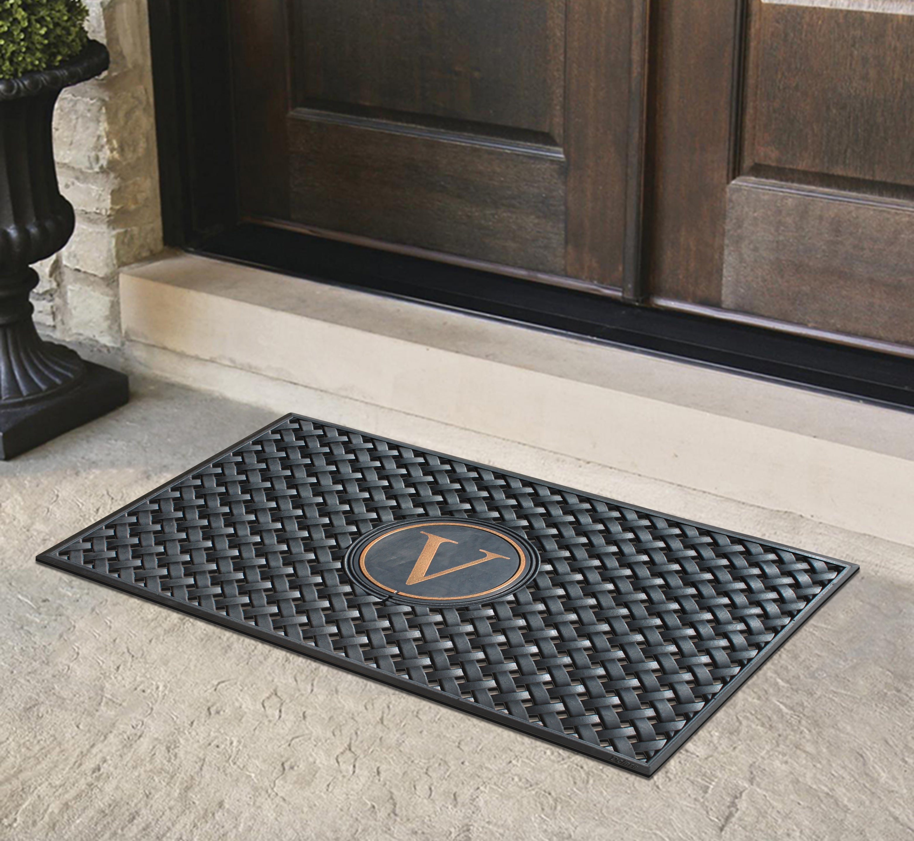 A1HC 100% Rubber Monogrammed Heavy Duty Durable Doormat 24"x39" V