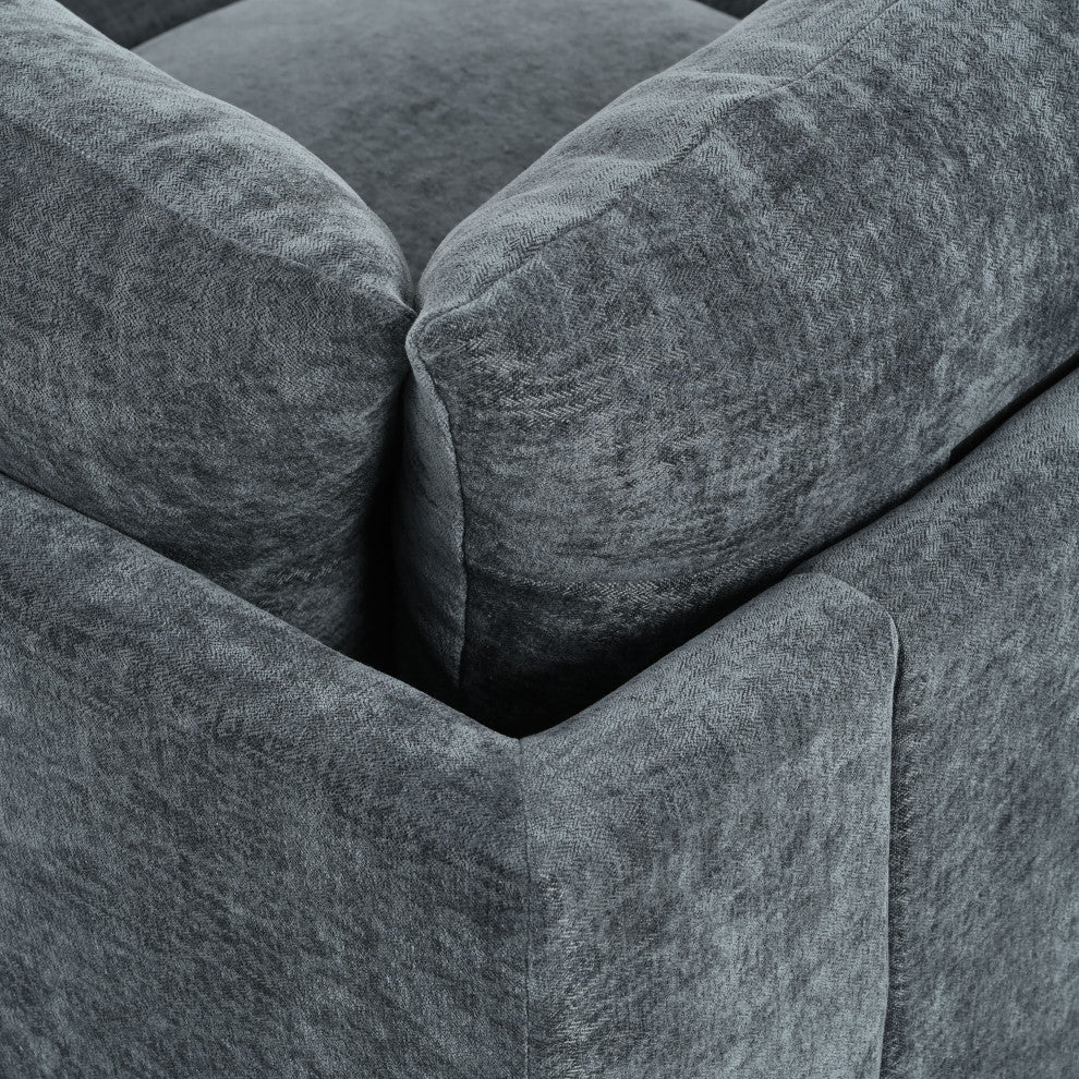 GDF Studio Modern Upholstered Storage Modular Sectional Sofa, Dark Gray