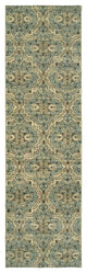 2??8??Ivory And Blue Geometric Runner Rug