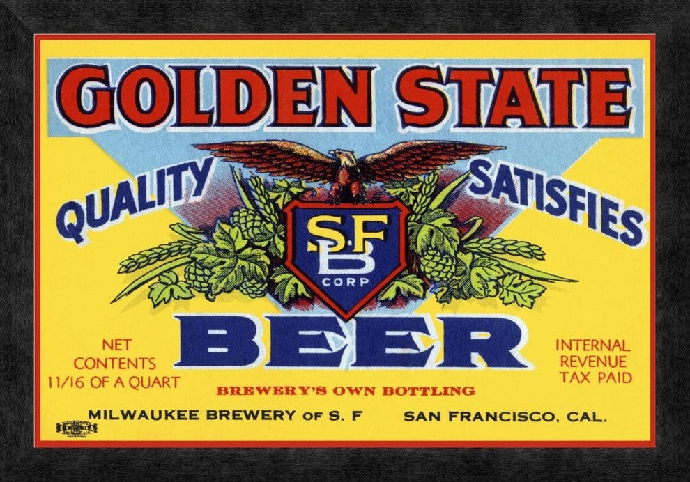"Golden State Beer" Framed Canvas Giclee by Vintage Booze Labels, 24"x17"