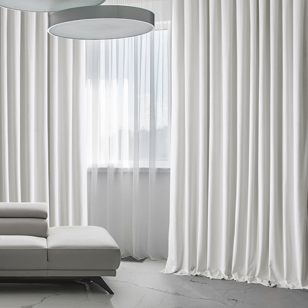 Heritage Plush Velvet Extrawide Curtain Single Panel, Pillow White, 100"w X 108"l