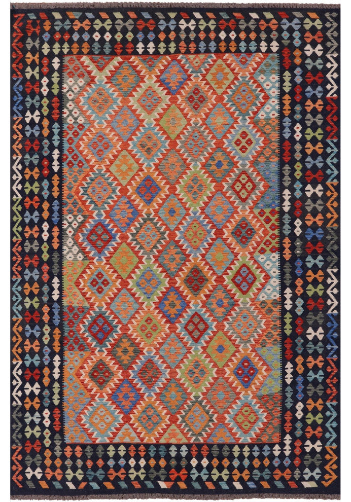 6' 9" X 9' 8" Wool On Wool Flat Weave Kilim Reversible Rug Q9473