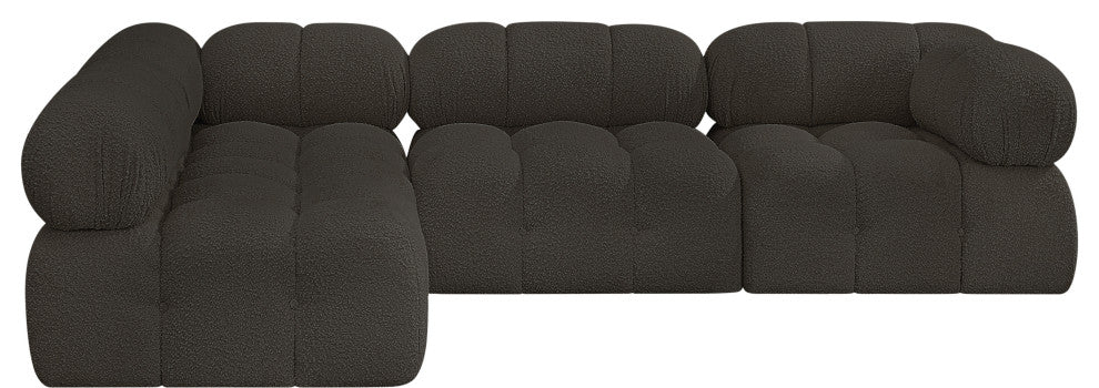 Ames Boucle Fabric L-Shaped Modular Sectional, Brown, 4-Piece: 2 Armless Chair, 2 Corner Chair